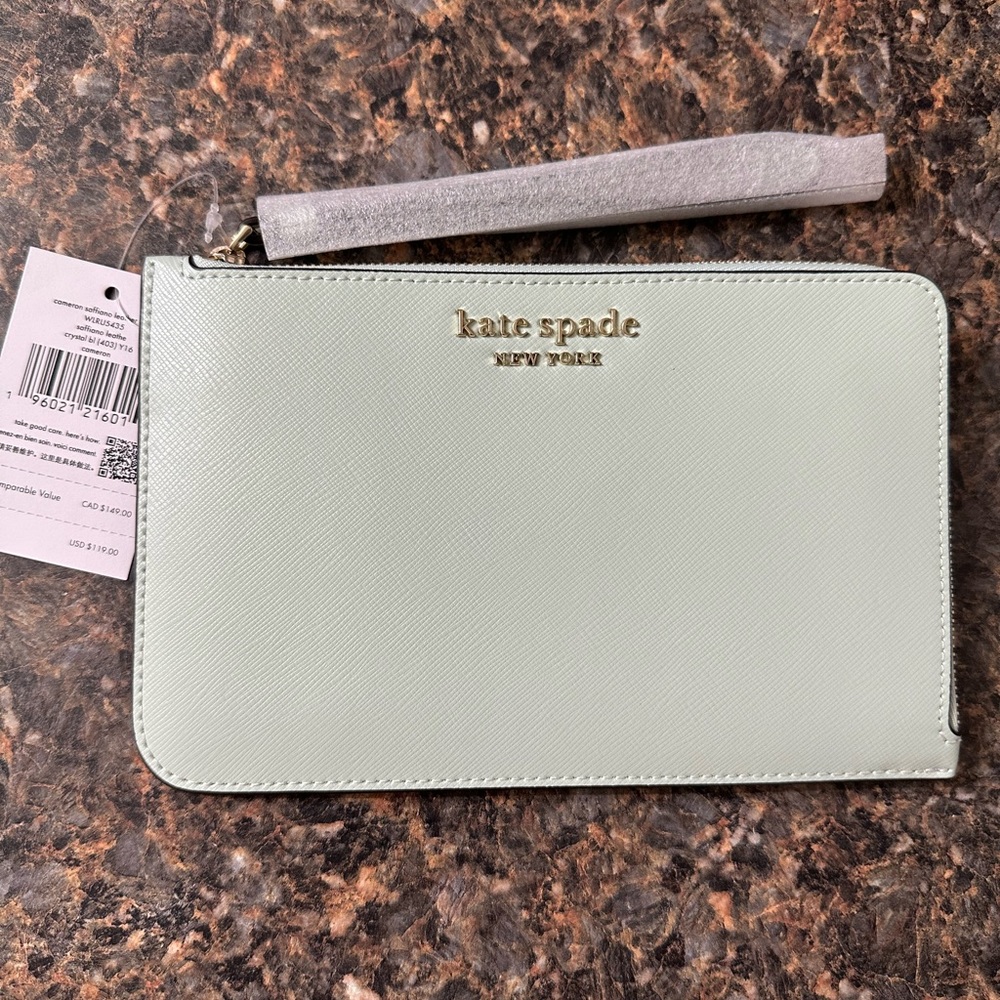 NWT Kate Spade green color block flap crossbody bag and NWT mint wristlet set - Picture 14 of 15